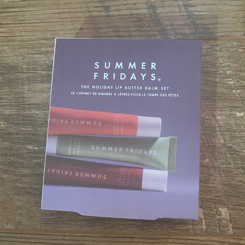 New In Box Summer Fridays Lip Butter Balm 3 Pack Pink Sugar, Cherry, Sweet Mint